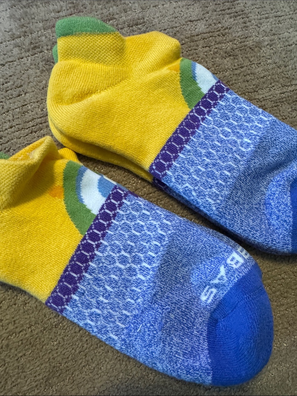 Bombas M Yellow & Blue Patterned Low-Cut Socks